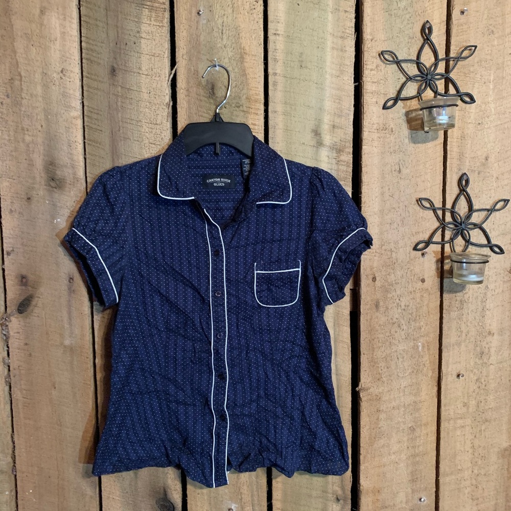 Canyon River Blues Vintage Style Button Down Top